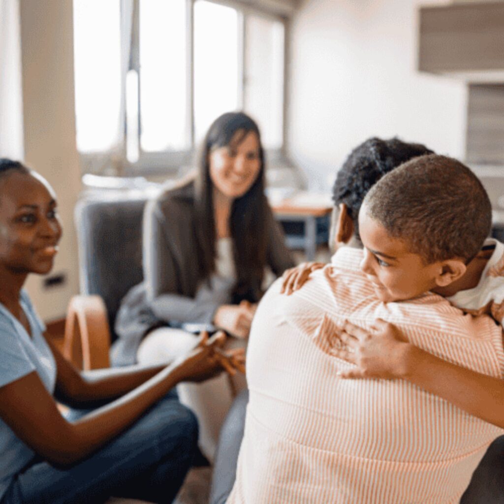 happy family after therapy session